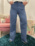 Jeans wide leg frange