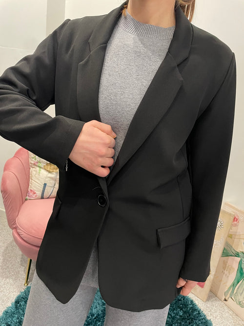 Blazer Nero in Scuba Crepe – Linea Essenziale