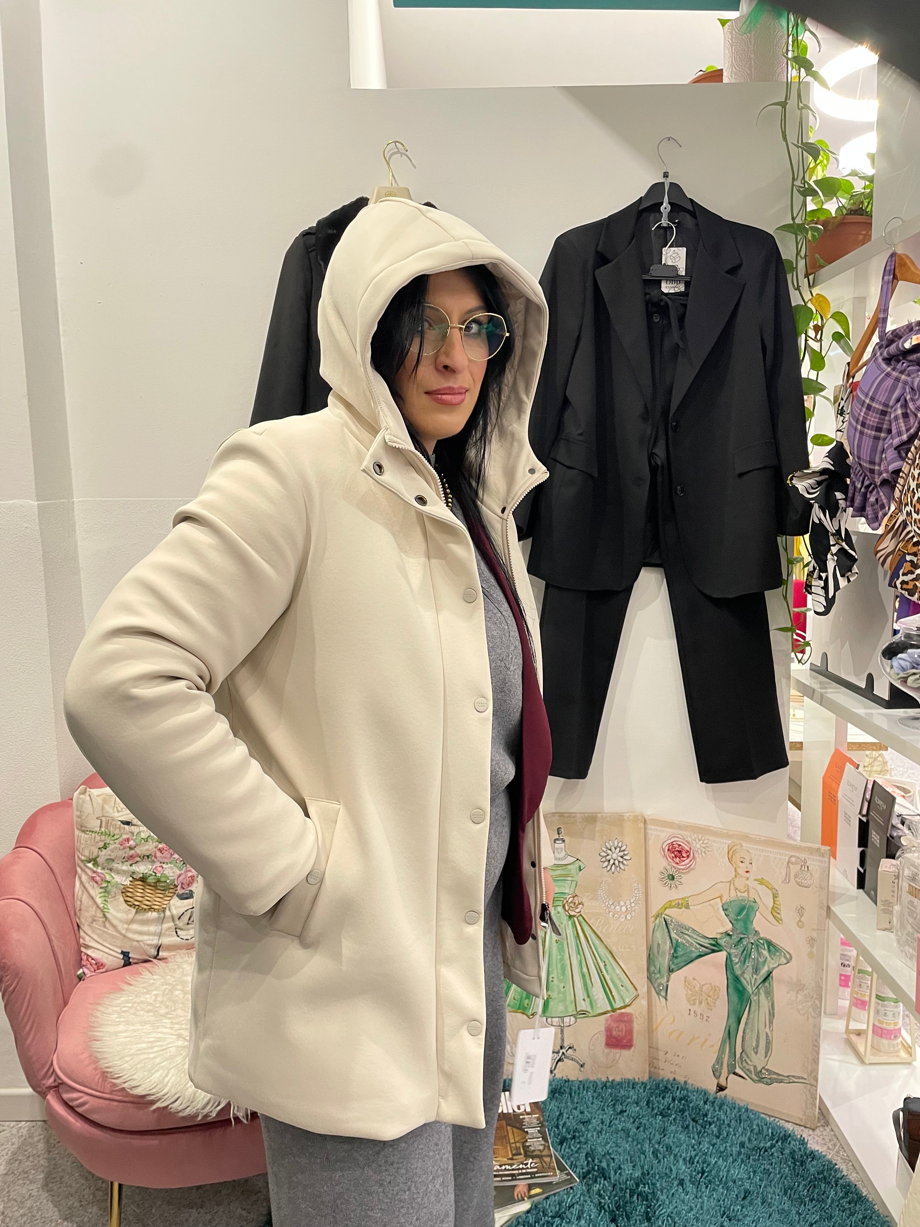 Giubbino Panna in Tessuto Tecnico