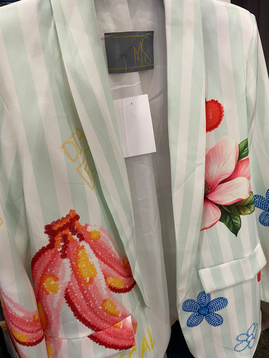Blazer Tropical a Righe – Stampa Artistica