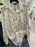Camicia in Raso Microfantasia bianca