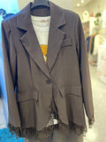 Blazer Marrone con Dettagli in Pizzo