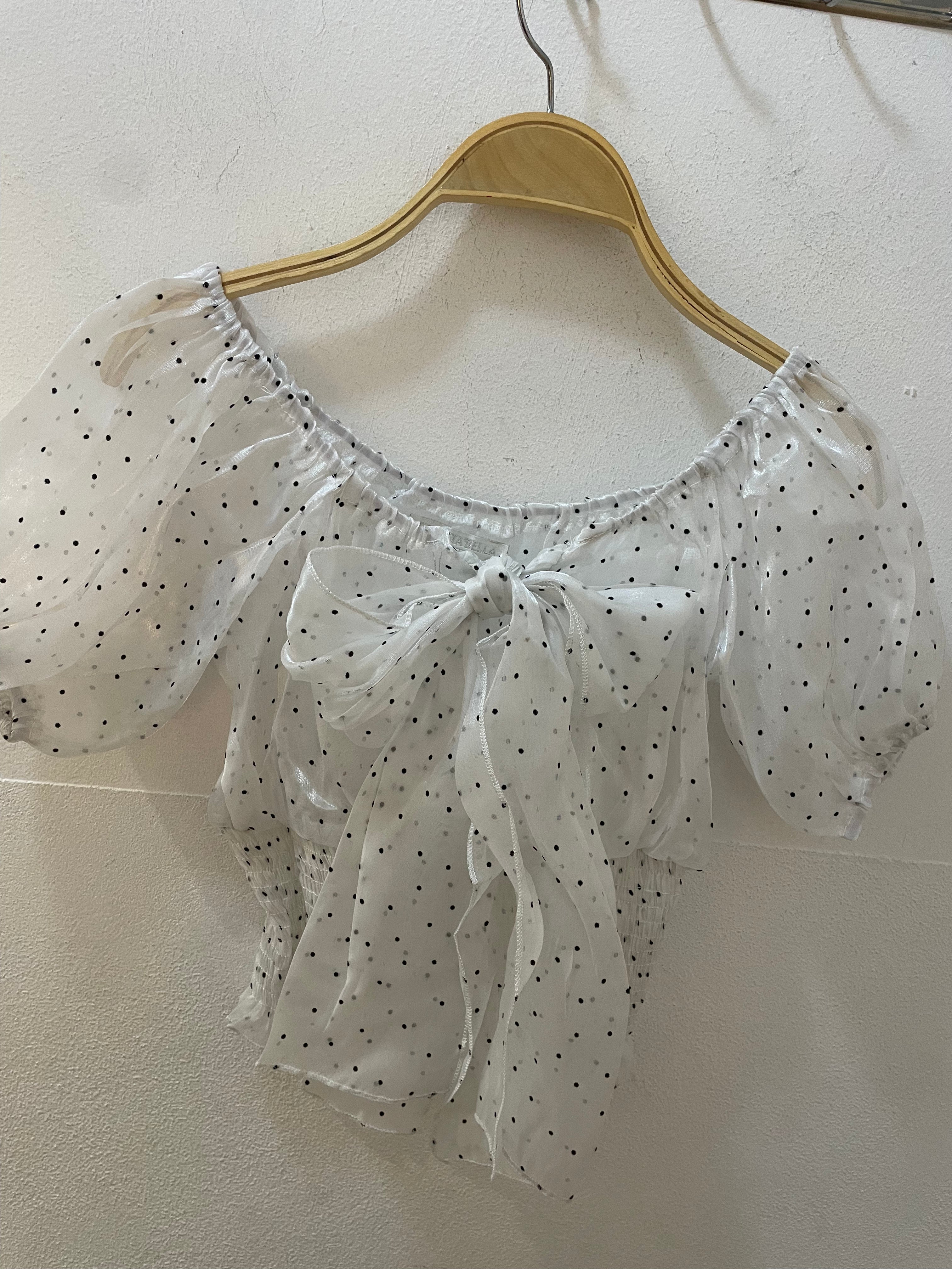 Blusa Cropped pois oro